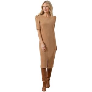Dudley Stephens L Duncan Tan Terry Fleece Midi Sheath Long Dress Minimalist